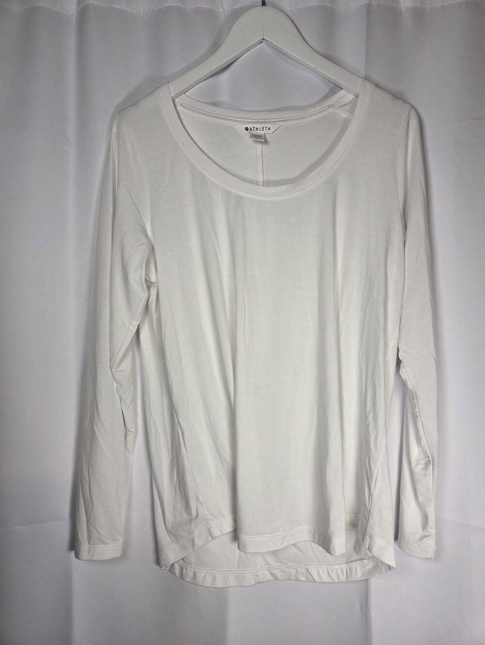 Athleta Women's White Scoop Neck Long Sleeve T Shirt Women's Oversized S